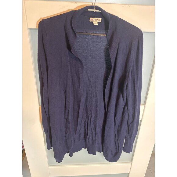Merona Womens Navy Blue Open Front Cardigan Sweater XL  Knit Long sleeve   58-31 - Picture 1 of 3